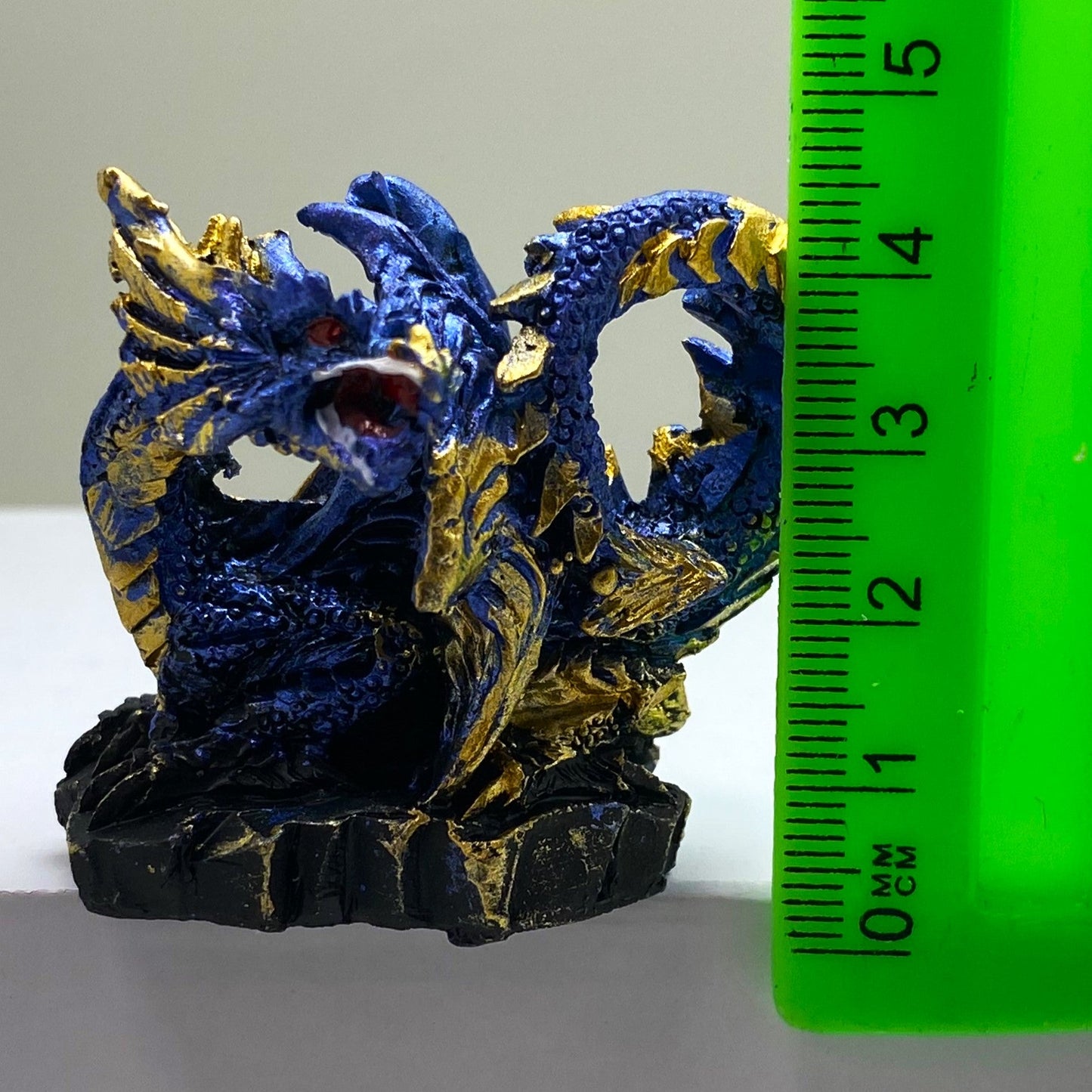 Innenmodell gold blauer Drache "gedreht" - 50 x 55 mm - Schneekugelhaus