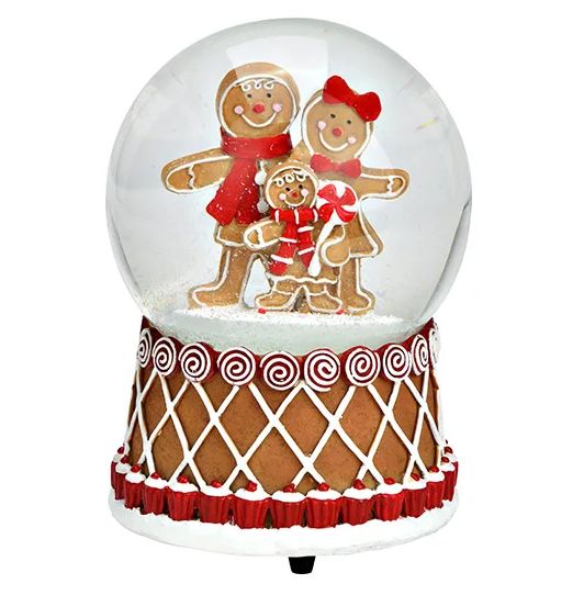 Dekopaket - Weihnachtsbäckerei Lebkuchenfamilie Weihnachtswaffel mit 3 Schneekugeln in mehreren Größen