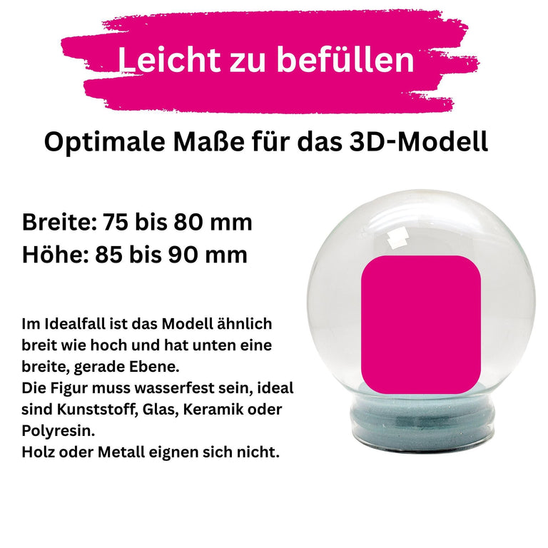 150mm DIY Schneekugelset Bastelset Glas und Porzellan Winterlandschaft schmal hellblau - 1x Schnee - Schneekugelhaus