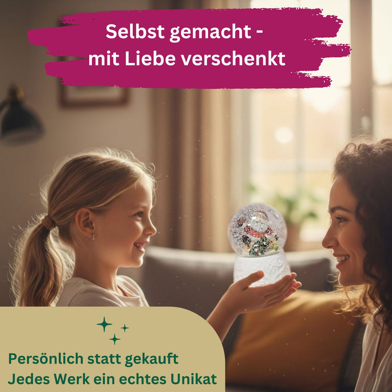 100mm Bastelset Sockel Weihnachtsdekor grün mit DIY-Schneekugel für Spieluhr - 1x Schnee