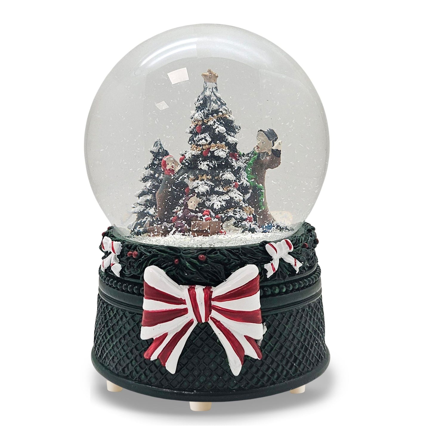 Nostalgische Schneekugel Christbaum schmücken Weihnachtsdekor grün 100 mm Durchmesser mit Spieluhr