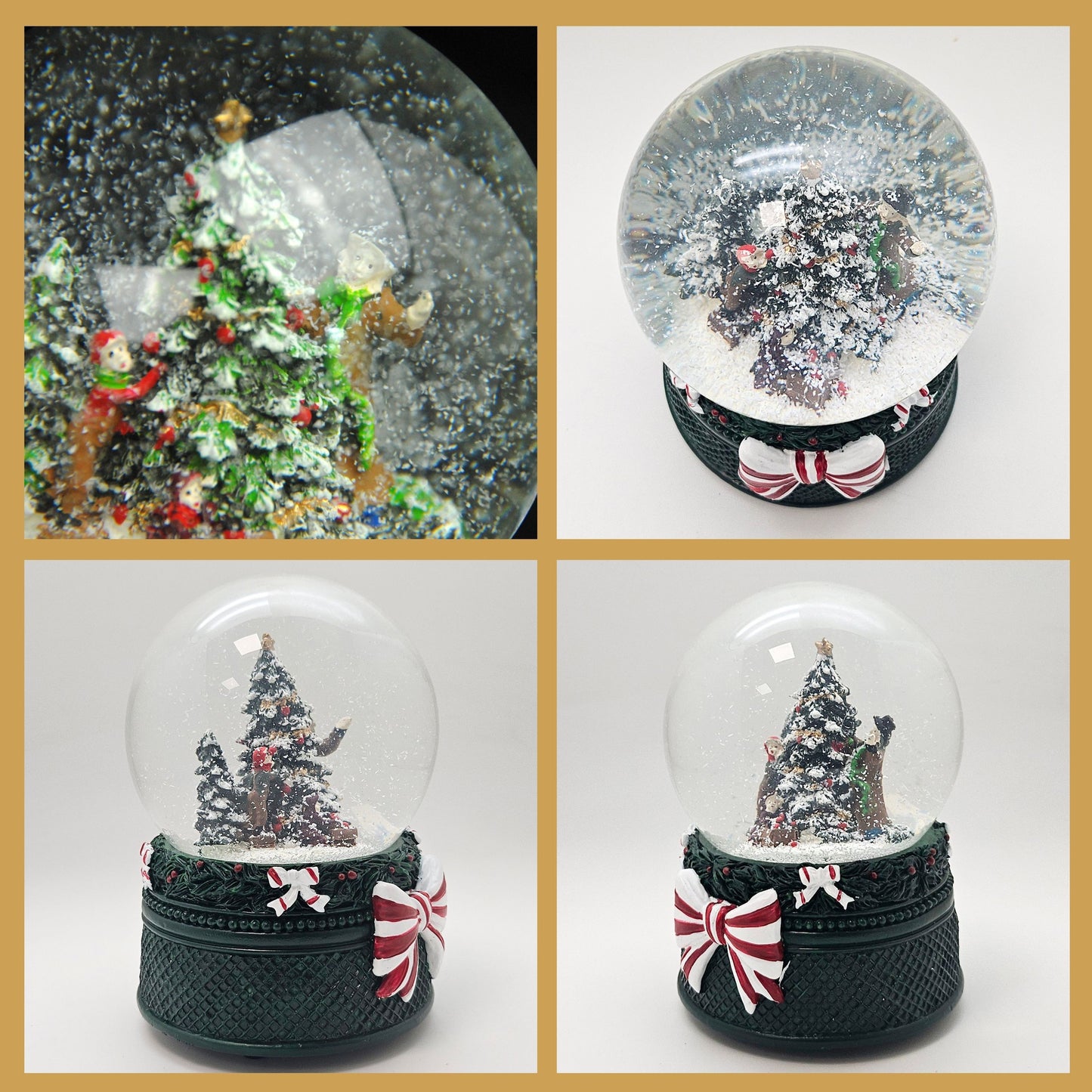 Nostalgische Schneekugel Christbaum schmücken Weihnachtsdekor grün 100 mm Durchmesser mit Spieluhr