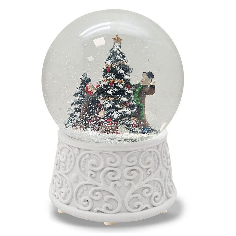 Nostalgische Schneekugel Christbaum schmücken Ornamente 100 mm Durchmesser mit Spieluhr