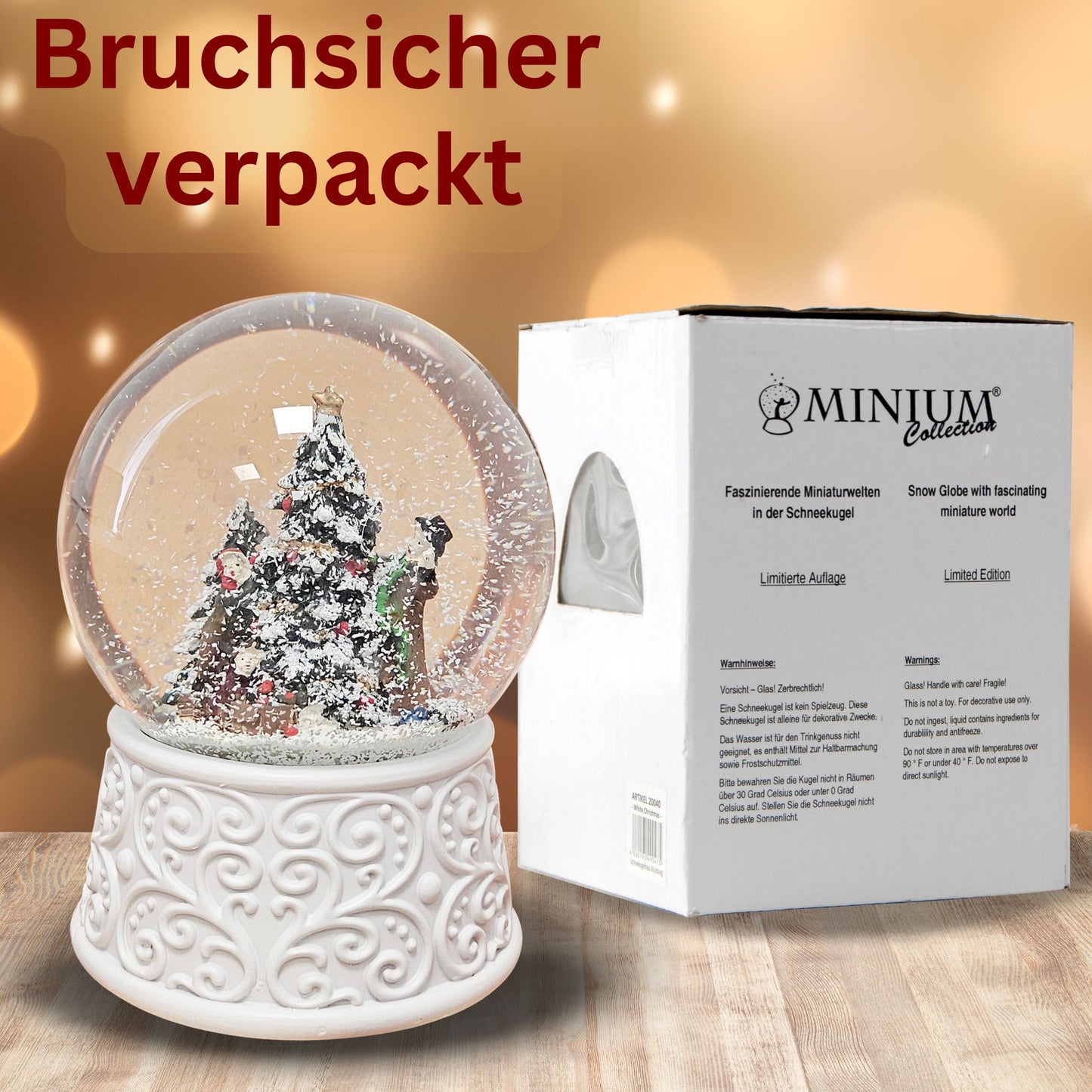 Nostalgische Schneekugel Christbaum schmücken Ornamente 100 mm Durchmesser mit Spieluhr