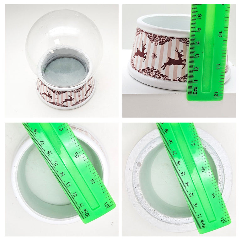 100mm Bastelset Sockel Hüttenzauber Rehe mit DIY-Schneekugel für Spieluhr - 1x Schnee