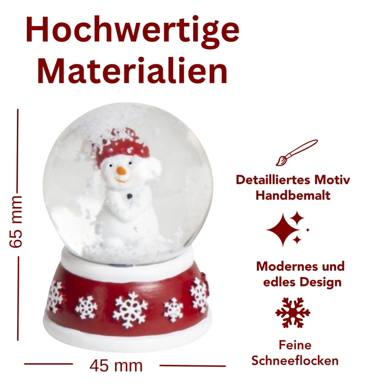 Adventspaket groß - Schneemann rot weiß mit 8 Schneekugeln in zwei Größen