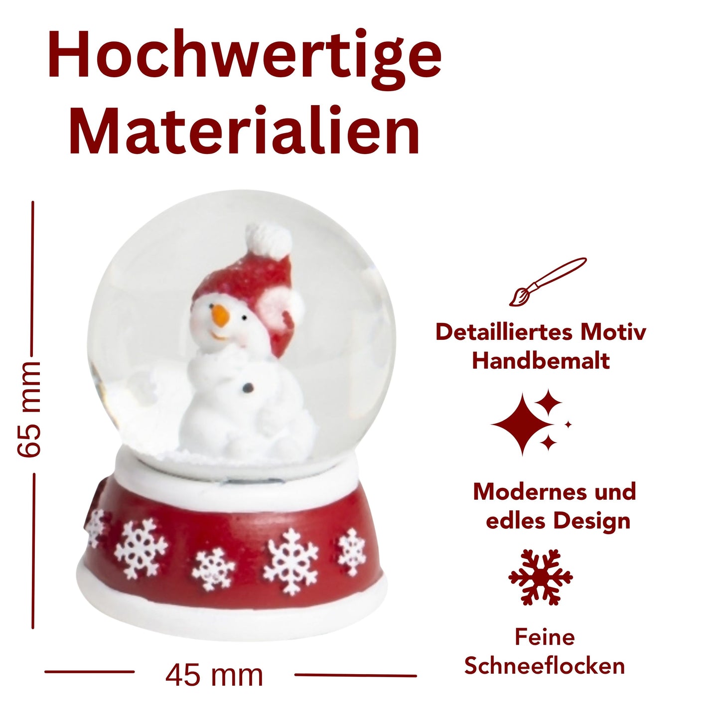 Adventspaket groß - Schneemann rot weiß mit 8 Schneekugeln in zwei Größen