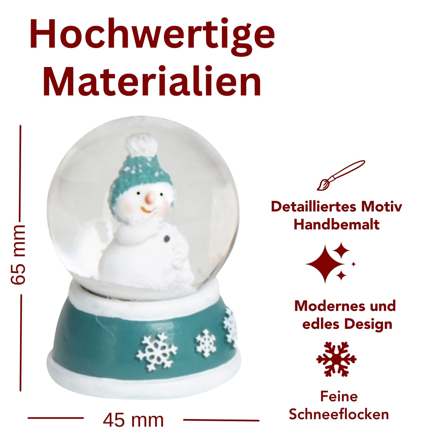 Adventspaket groß - Schneemann türkis weiß mit 8 Schneekugeln in zwei Größen