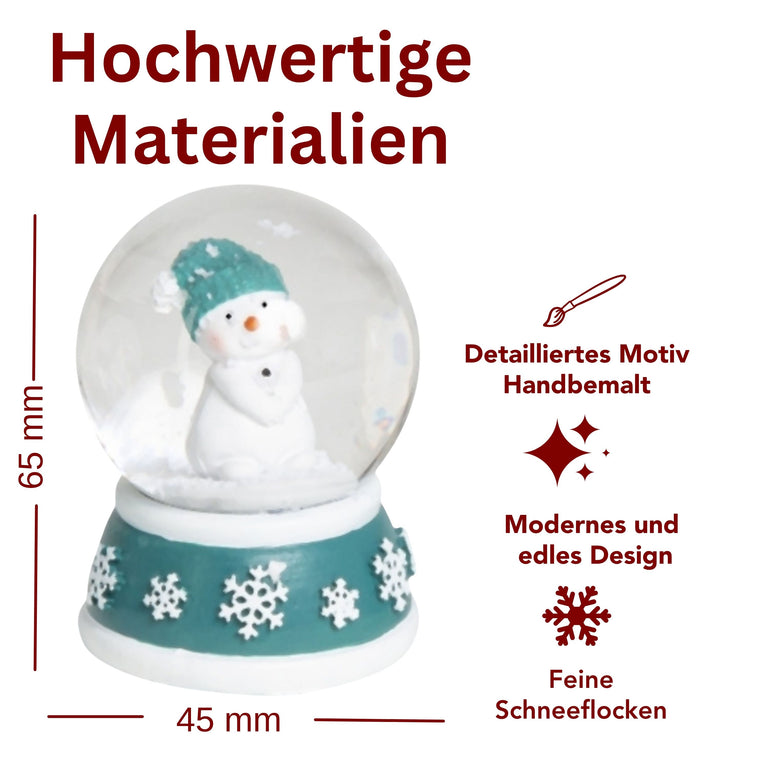 Adventspaket groß - Schneemann türkis weiß mit 8 Schneekugeln in zwei Größen