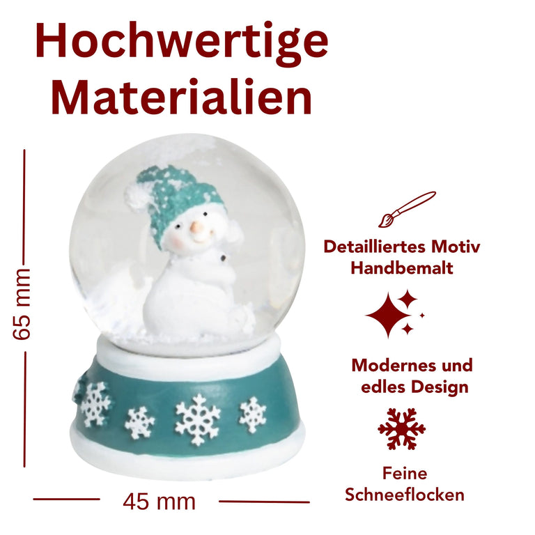 Adventspaket groß - Schneemann türkis weiß mit 8 Schneekugeln in zwei Größen