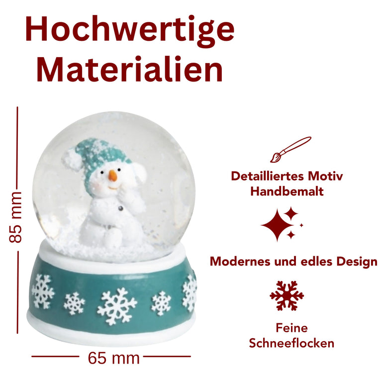 Adventspaket groß - Schneemann türkis weiß mit 8 Schneekugeln in zwei Größen