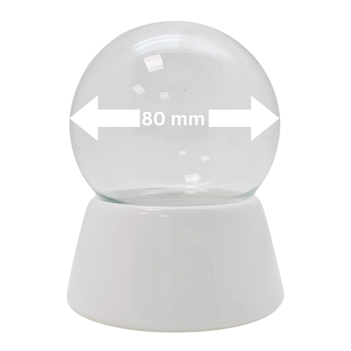 80mm - Do - it - Yourself Schneekugel mit Glas und Porzellan - Sockel - Schneekugelhaus