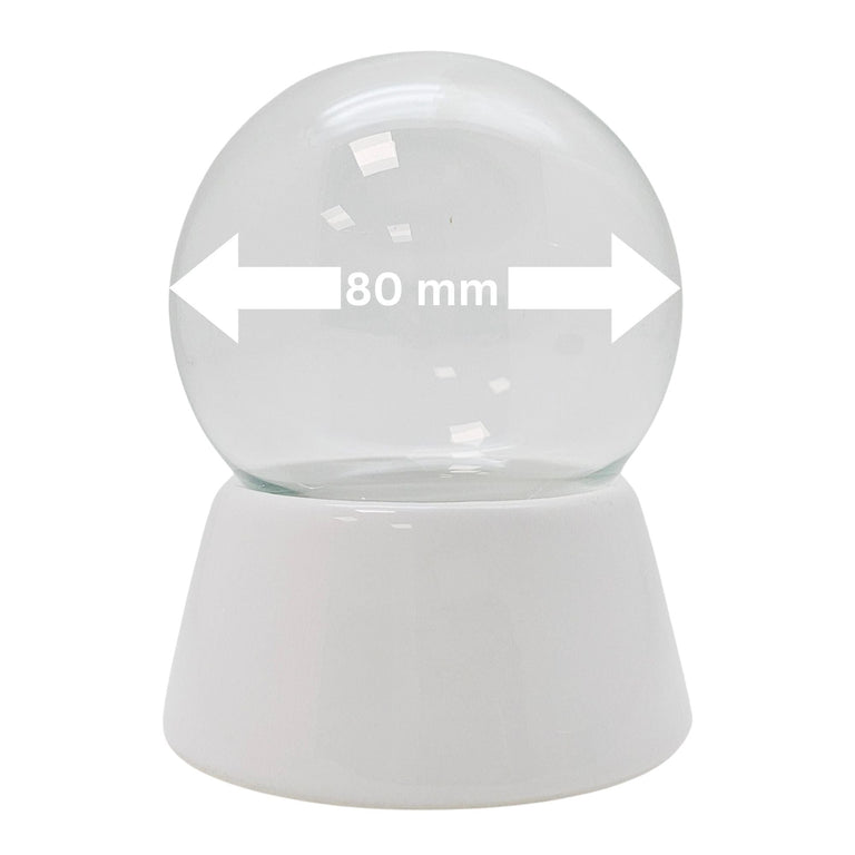 80mm - Do - it - Yourself Schneekugel mit Glas und Porzellan - Sockel - Schneekugelhaus