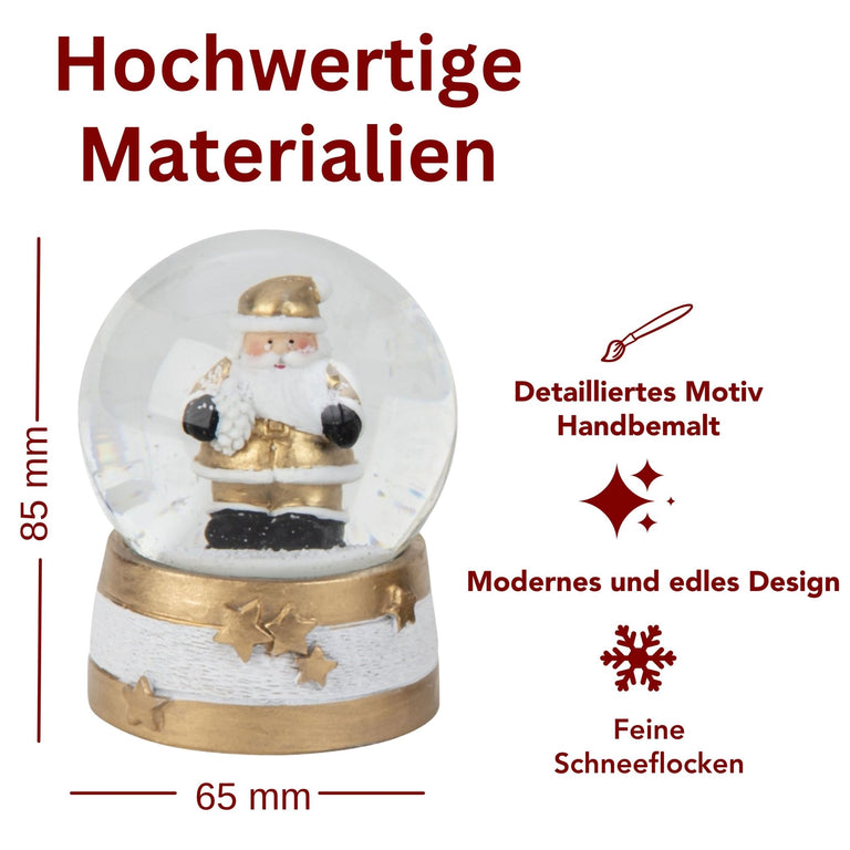Dekopaket - Schneemann weiß gold mit 3 Schneekugeln in mehreren Größen - Schneekugelhaus