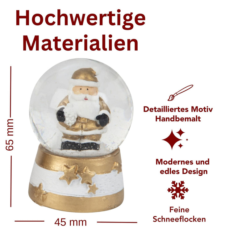 Dekopaket - Schneemann weiß gold mit 3 Schneekugeln in mehreren Größen - Schneekugelhaus