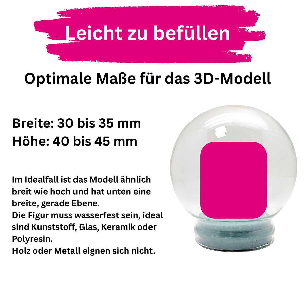 DIY - Komplett - Bastelset für Glas - Schneekugel 80x90mm mit Schnee, Glitzer, Wasserklar & Kleber - Schneekugelhaus