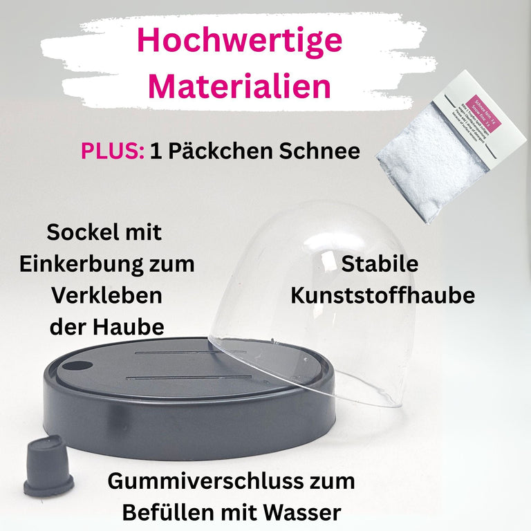 DIY Schneekugel-Set „Party-Pack“ (5er Vorteilspack) schwarz - oval - Schneekugelhaus