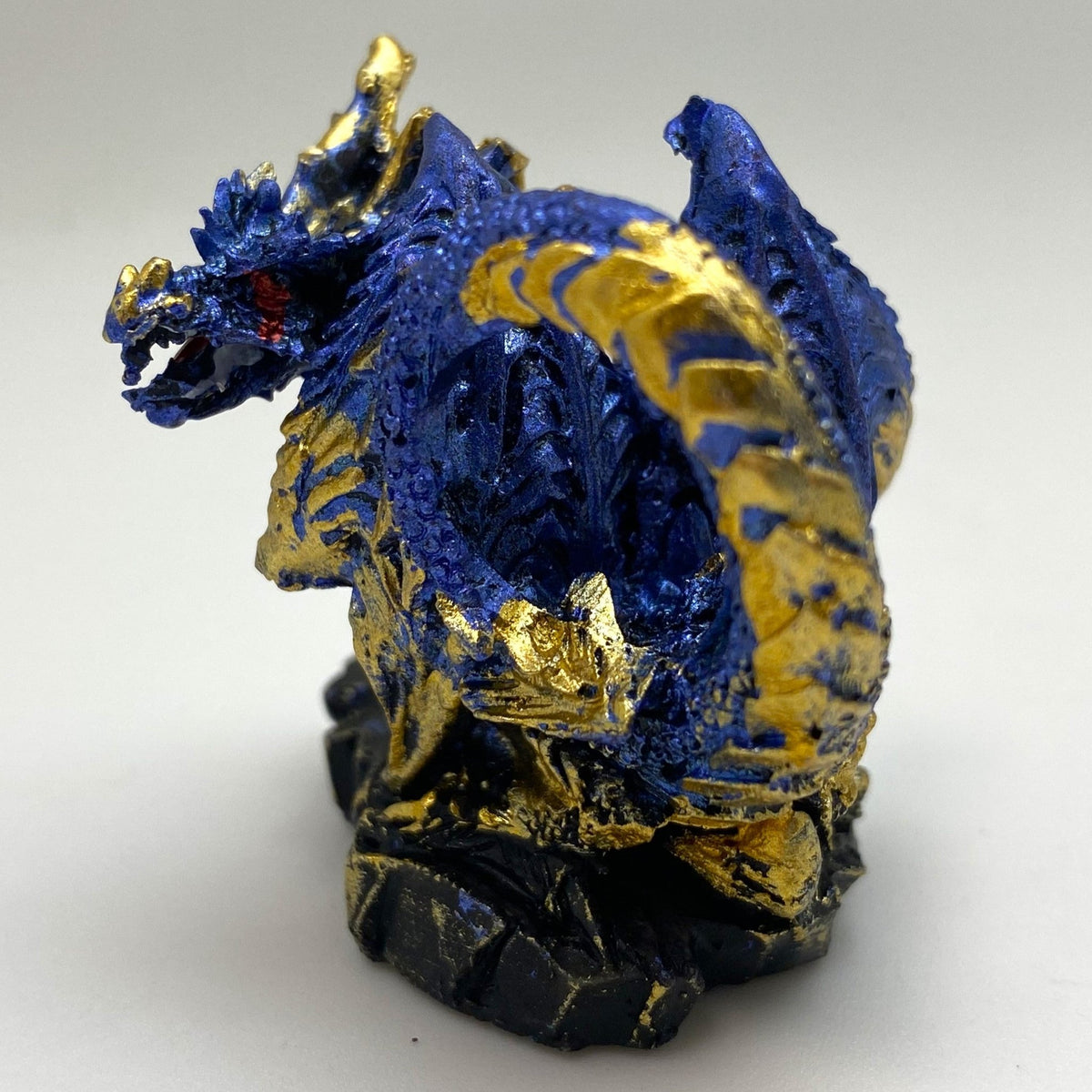 Innenmodell gold blauer Drache "gedreht" - 50 x 55 mm - Schneekugelhaus