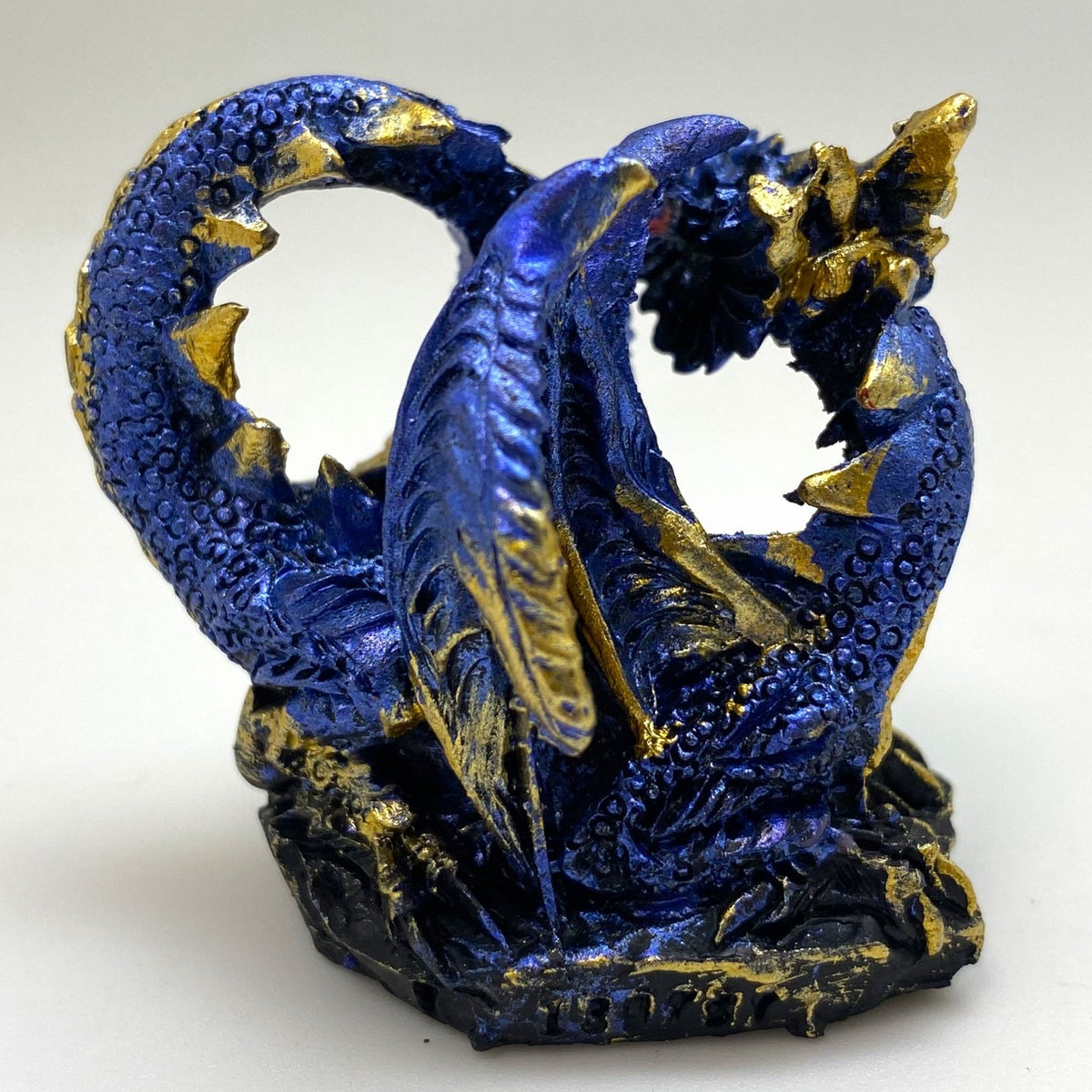 Innenmodell gold blauer Drache "gedreht" - 50 x 55 mm - Schneekugelhaus