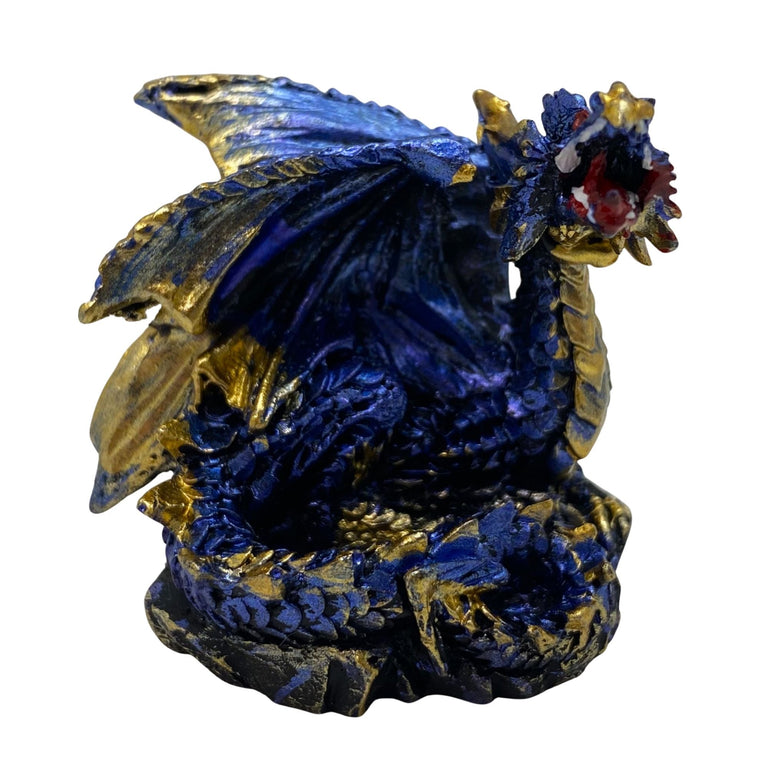 Innenmodell gold blauer Drache "liegend" - 50 x 55 mm - Schneekugelhaus