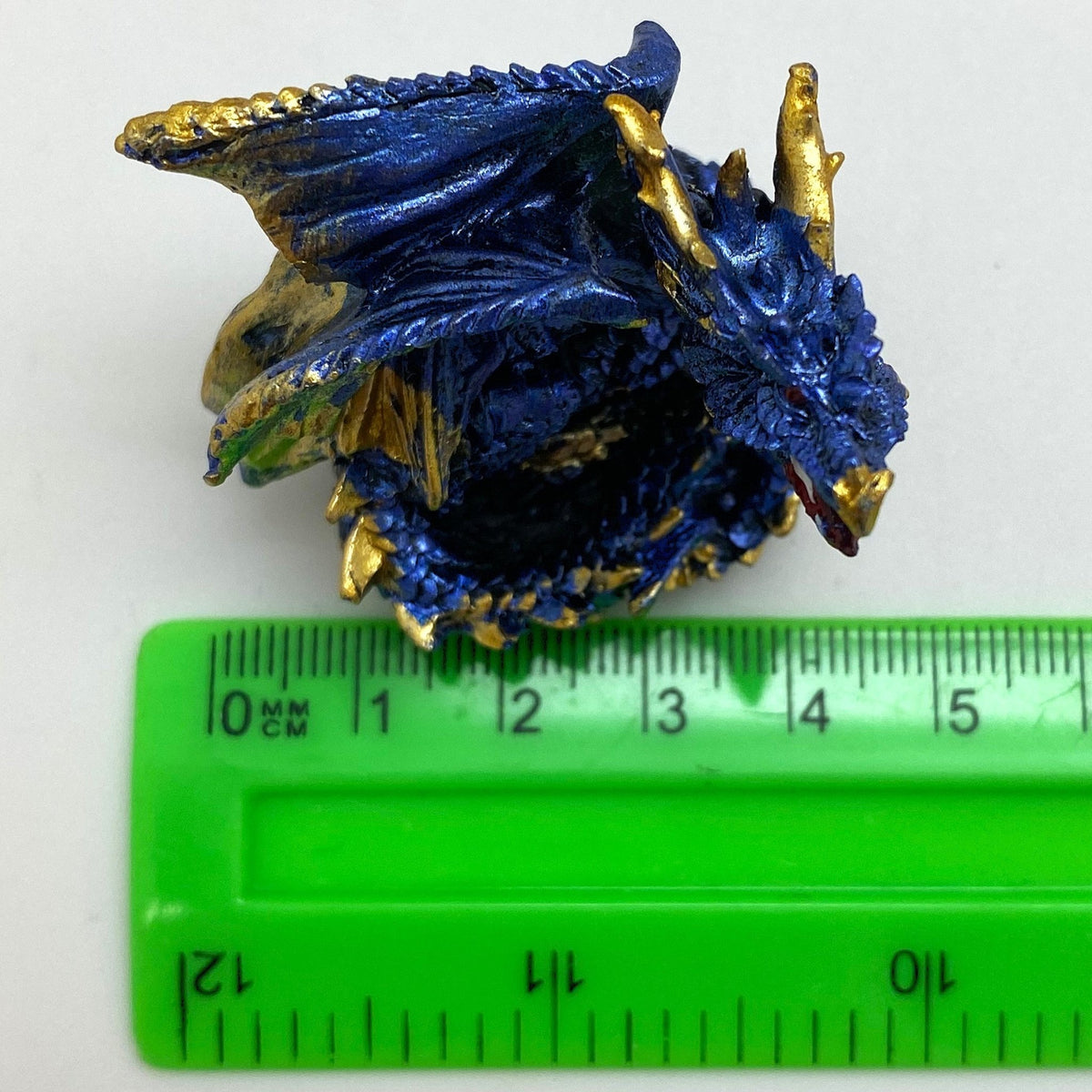 Innenmodell gold blauer Drache "liegend" - 50 x 55 mm - Schneekugelhaus
