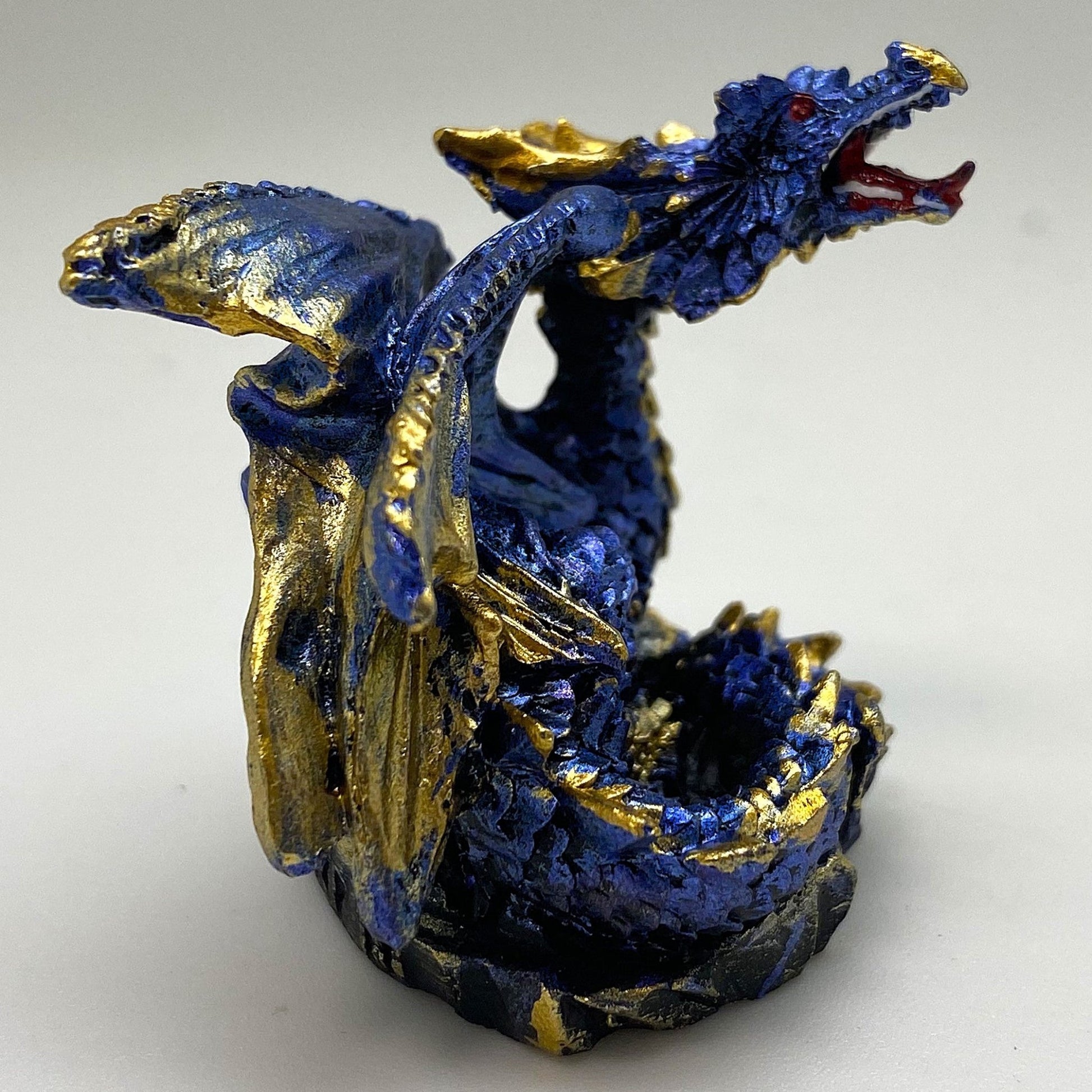 Innenmodell gold blauer Drache "liegend" - 50 x 55 mm - Schneekugelhaus