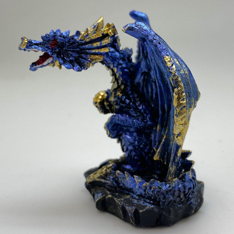 Innenmodell gold blauer Drache "stehend" - 50 x 55 mm - Schneekugelhaus