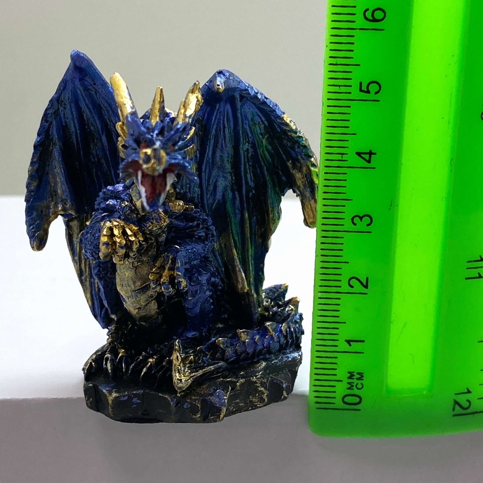 Innenmodell gold blauer Drache "stehend" - 50 x 55 mm - Schneekugelhaus