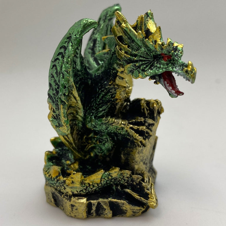 Innenmodell gold grün Drache "Kralle auf Stein" - 50 x 55 mm - Schneekugelhaus