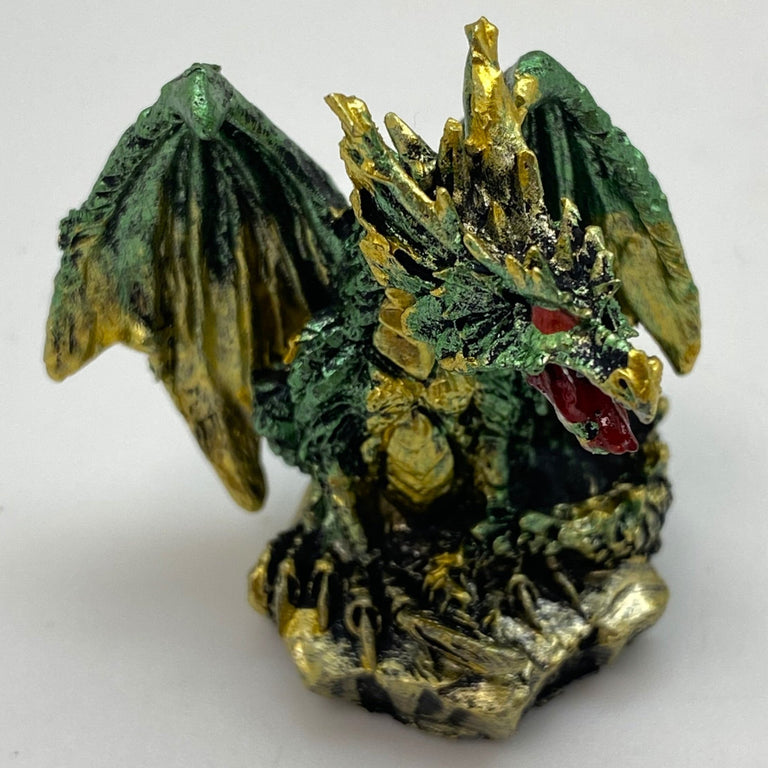 Innenmodell gold grün Drache "sitzend" - 50 x 55 mm - Schneekugelhaus