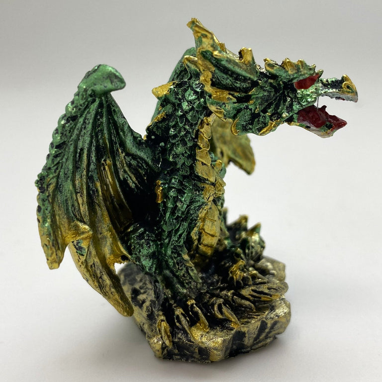 Innenmodell gold grün Drache "sitzend" - 50 x 55 mm - Schneekugelhaus