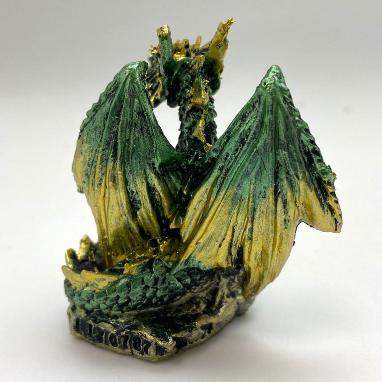 Innenmodell gold grün Drache "sitzend" - 50 x 55 mm - Schneekugelhaus