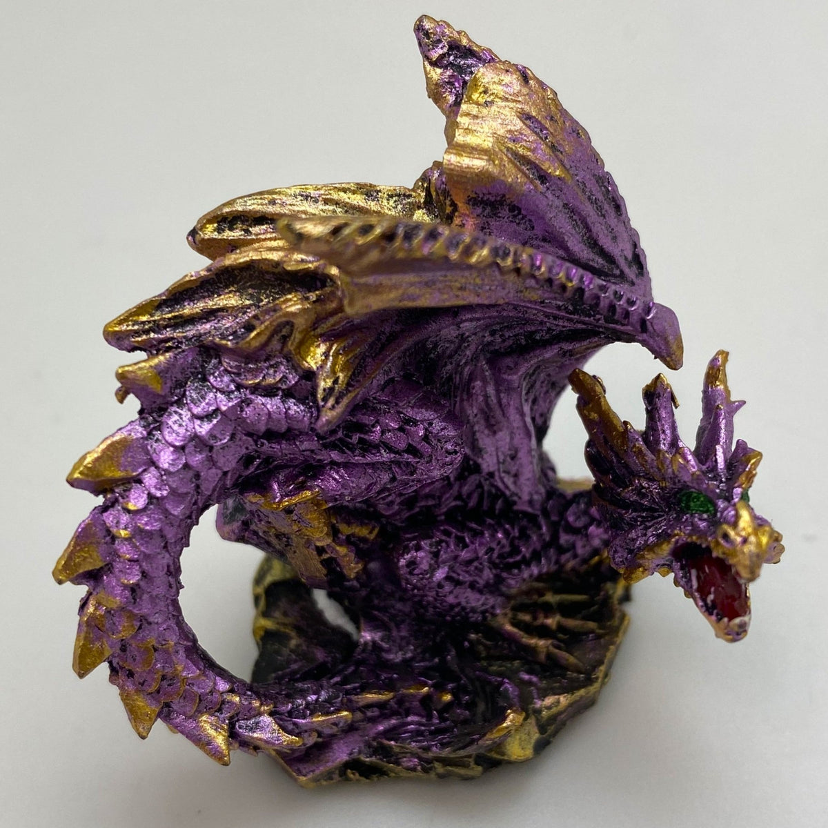 Innenmodell gold lila Drache "abwehrend" - 50 x 55 mm - Schneekugelhaus