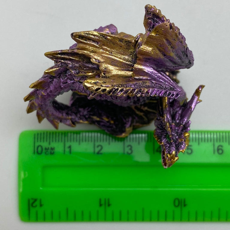 Innenmodell gold lila Drache "abwehrend" - 50 x 55 mm - Schneekugelhaus