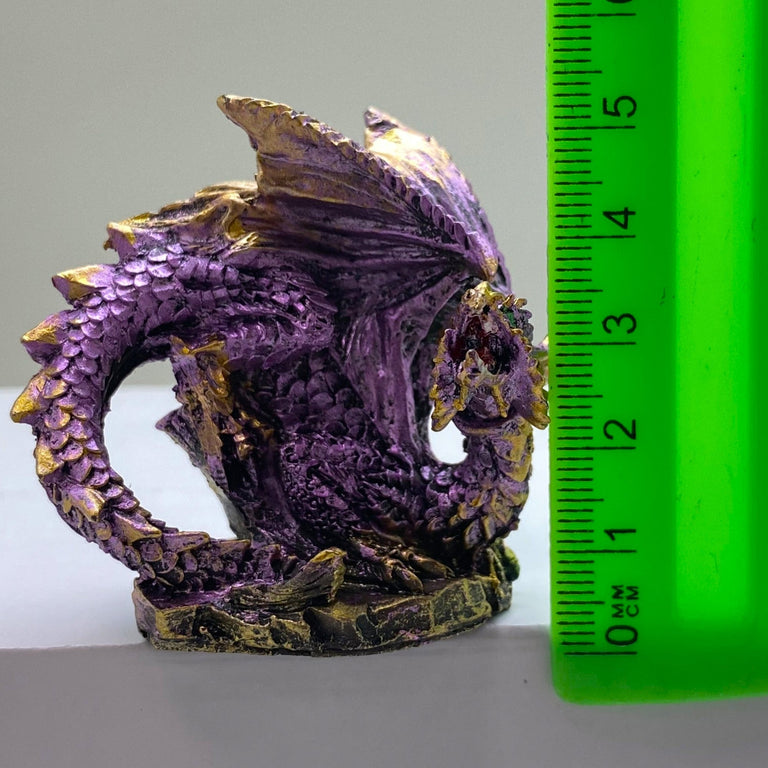 Innenmodell gold lila Drache "abwehrend" - 50 x 55 mm - Schneekugelhaus