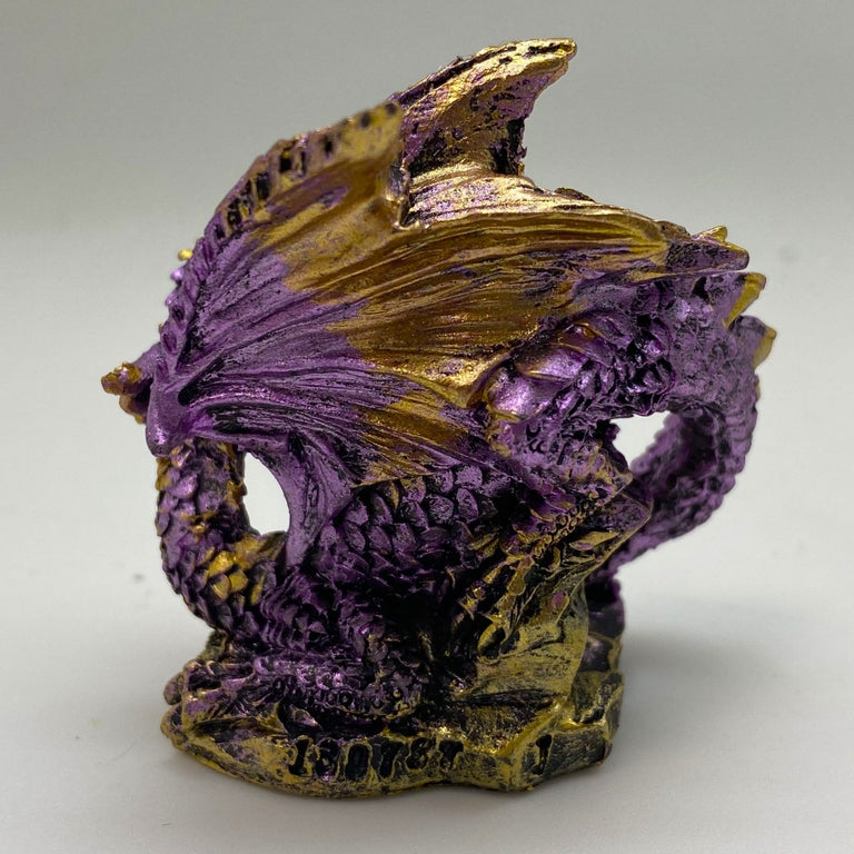 Innenmodell gold lila Drache "abwehrend" - 50 x 55 mm - Schneekugelhaus