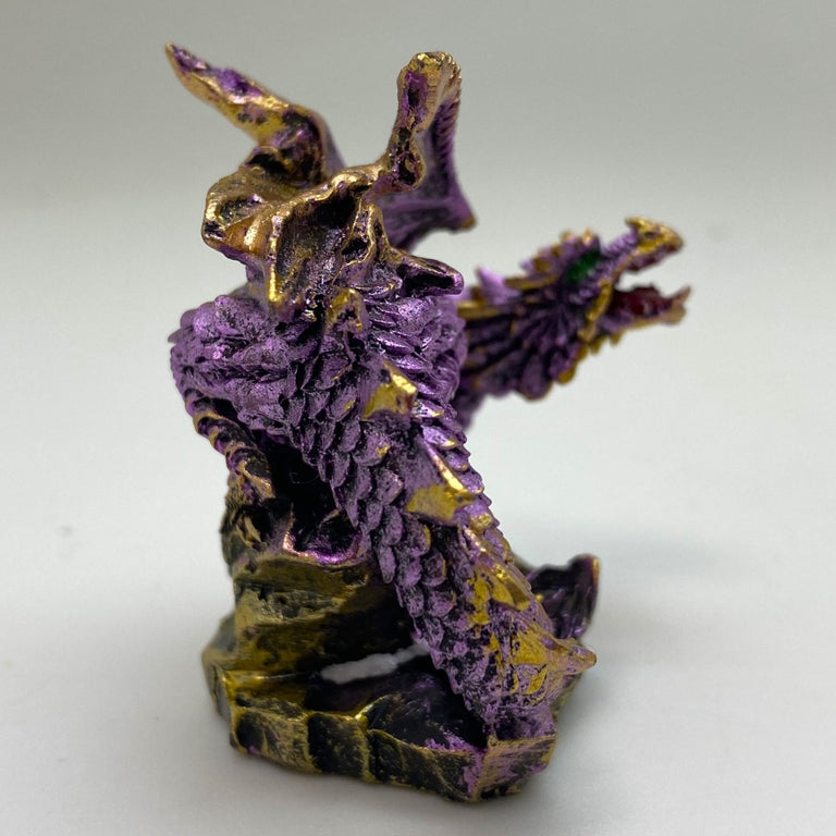 Innenmodell gold lila Drache "abwehrend" - 50 x 55 mm - Schneekugelhaus
