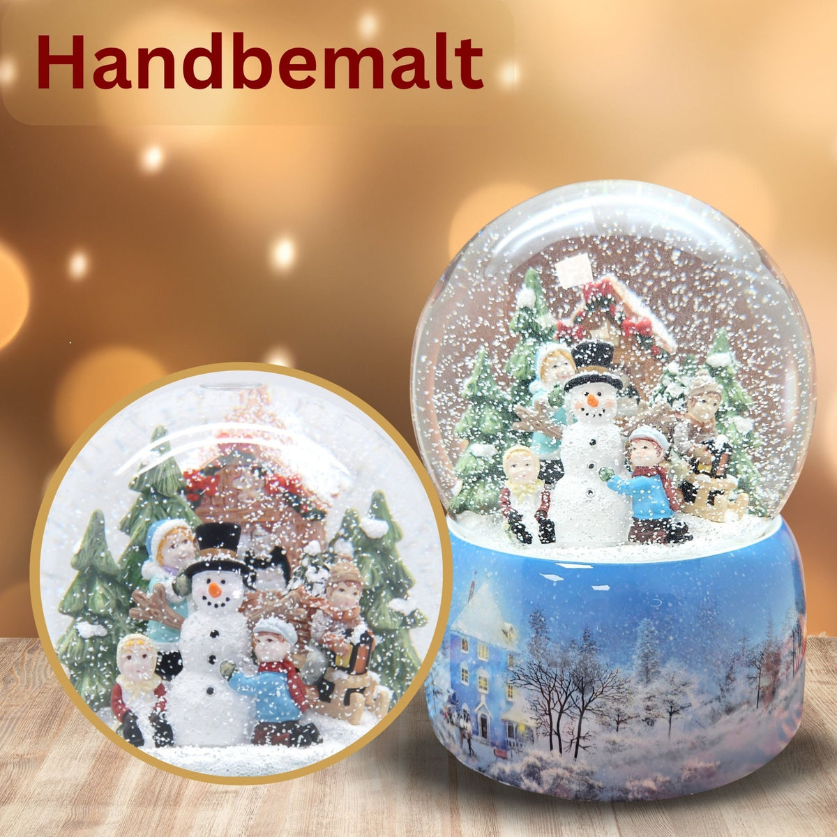 Mega Schneekugel Schneemann bauen mit Schneelandschaft - mit Musikspieluhr - Schneekugelhaus