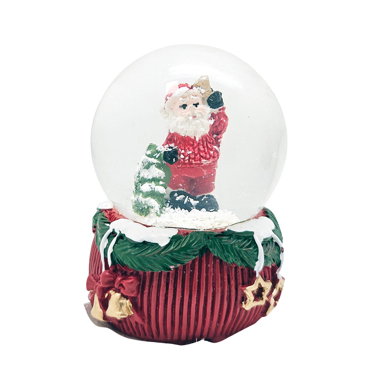 Mini - Schneekugeln Weihnachtsmann auf Deko - Sockel 45mm Durchmesser - Schneekugelhaus