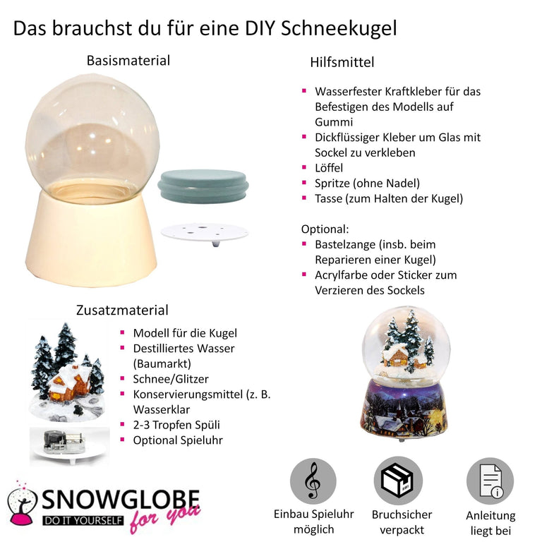 Spieluhr für Schneekugel Winter Wonderland auf Platte 8,8 cm - Schneekugelhaus
