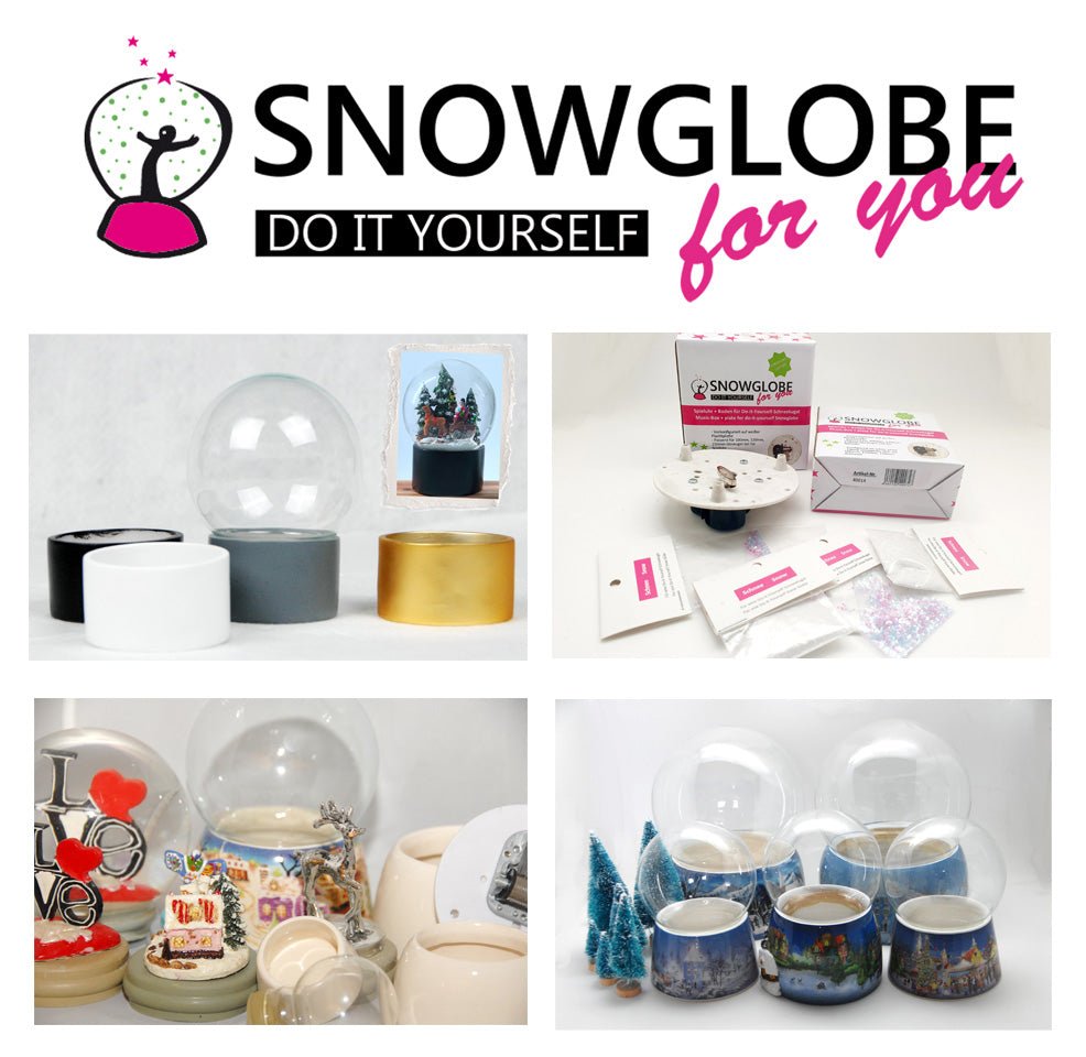 100mm Bastelset Porzellan Sockel nostalgische Schneeelandschaft mit DIY-Schneekugel für Spieluhr - Schneekugelhaus
