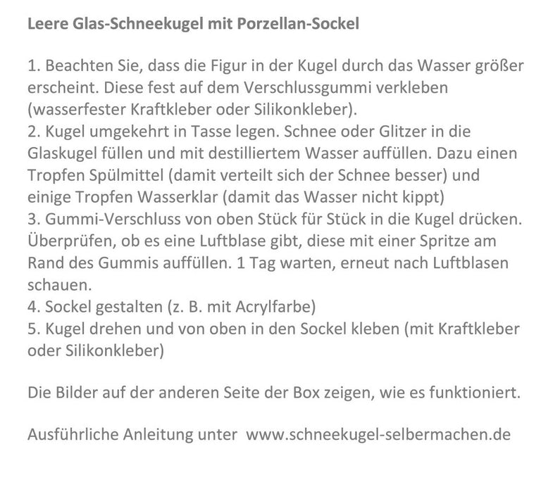 80mm-Do-it-Yourself Schneekugel mit Glas und Porzellan-Sockel - Schneekugelhaus