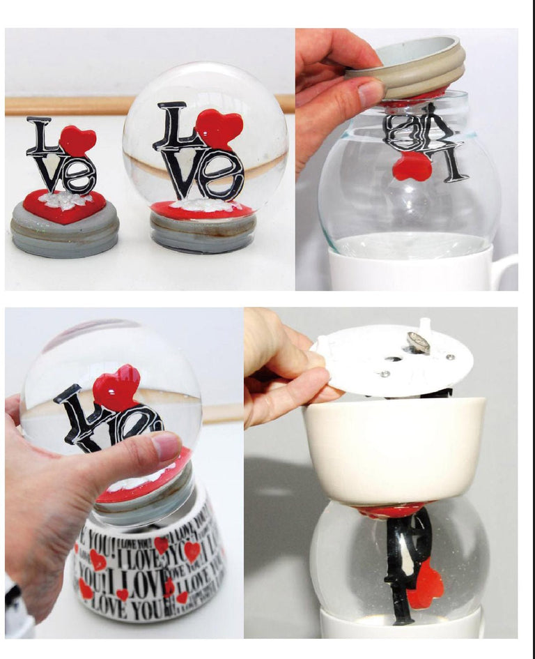 80mm-Do-it-Yourself Schneekugel mit Glas und Porzellan-Sockel - Schneekugelhaus