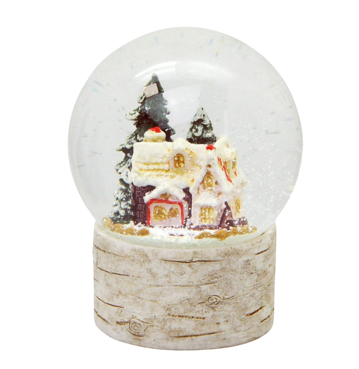 Schneekugel Zuckerbäckerhaus im Winterwald auf Holzsockel "Country-Line" 10 cm Durchmesser - Schneekugelhaus